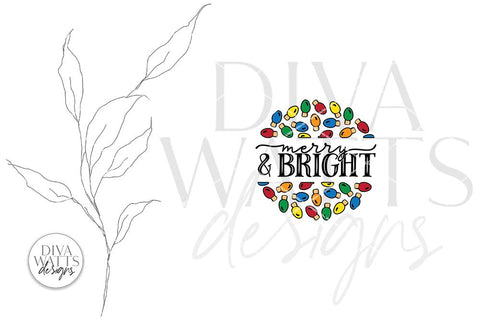 Merry And Bright SVG | Christmas / Winter Round Sign Design SVG Diva Watts Designs 