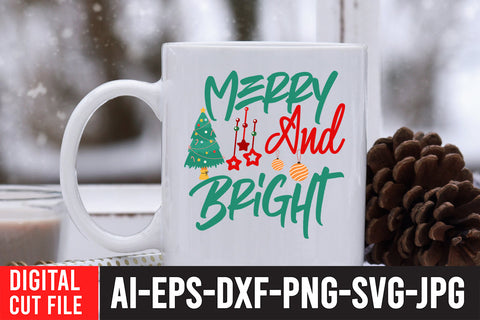 Merry And Bright SVG Cut File ,Christmas SVG SVG BlackCatsMedia 