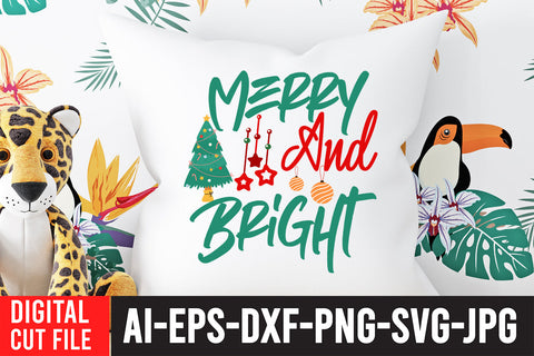 Merry And Bright SVG Cut File ,Christmas SVG SVG BlackCatsMedia 
