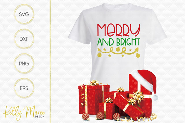Merry And Bright SVG Cut File Kelly Maree Design 