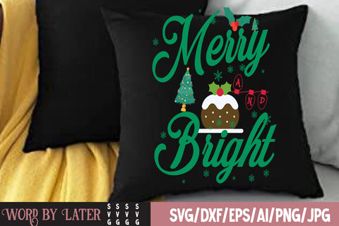 Merry And Bright SVG Cut File SVG BlackCatsMedia 