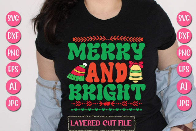 Merry And Bright SVG Cut File SVG Newmockups 