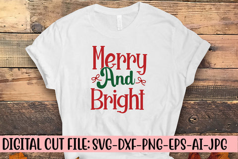 Merry And Bright SVG Cut File SVG Syaman 