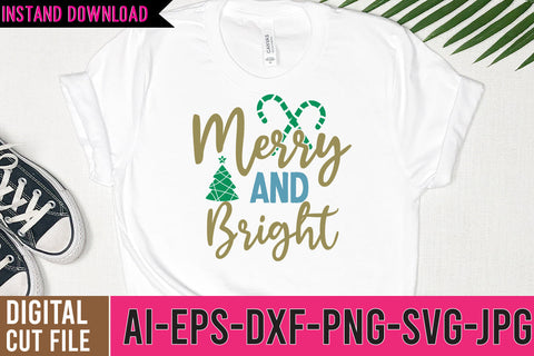 Merry And Bright SVG Design SVG BlackCatsMedia 