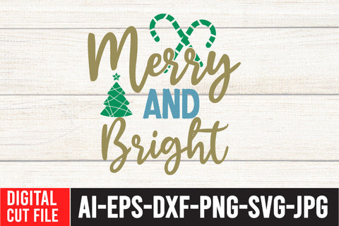 Merry And Bright SVG Design SVG BlackCatsMedia 