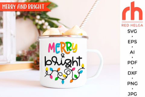 Merry And Bright SVG - Door Hanger Cut File - Winter Sign DXF SVG RedHelgaArt 