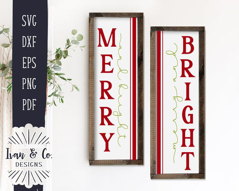 Merry and Bright SVG Files | Christmas SVG | Farmhouse SVG | Vertical Sign | Commercial Use | Cricut | Silhouette | Digital Cut Files (1076458869) SVG Ivan & Co. Designs 