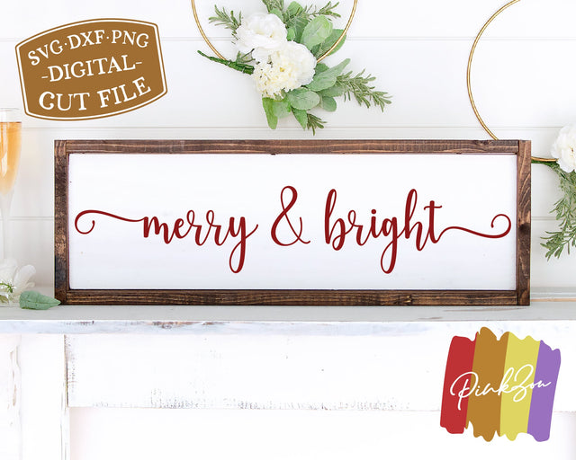 Merry and Bright SVG Files | Christmas Svg | Holidays Svg | Farmhouse Svg | Commercial Use | Cricut | Silhouette | Digital Cut Files (1082229342) SVG PinkZou 