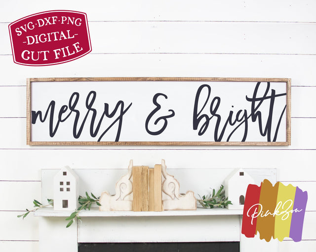 Merry and Bright SVG Files | Christmas Svg | Winter Svg | Farmhouse Svg | Commercial Use | Cricut | Silhouette | Digital Cut Files (1089329488) SVG PinkZou 