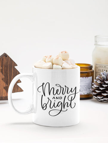 Merry And Bright SVG, Hand Lettered Christmas Cut Files SVG Cerebrations 