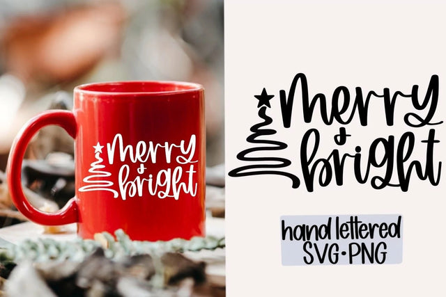 Merry and bright SVG, Hand Lettered SVG SVG AnitaAlyiaLettering 