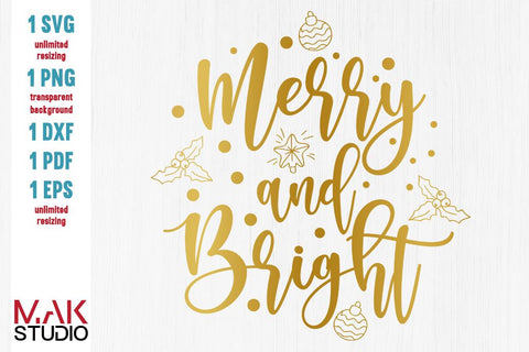 Merry and bright svg, Merry and bright cut file SVG MAKStudion 