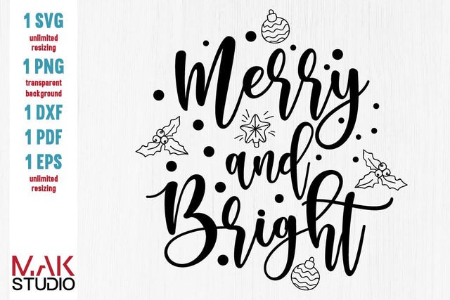 Merry and bright svg, Merry and bright cut file SVG MAKStudion 