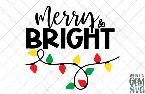 Merry and Bright SVG | Merry and Bright Door Hanger | Christmas svg | Christmas lights svg | Winter svg | Merry Christmas Door Hanger svg SVG What A Gem SVG 