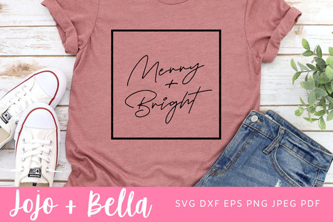 Merry and Bright Svg, Merry Christmas Svg, Christmas Shirt Svg, Christmas Gift png, Christmas Sign DXF, Christmas Svgs, Christmas Shirt PNG SVG Jojo&Bella 