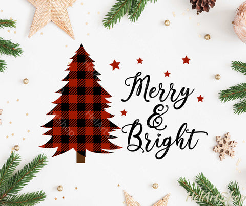 Merry And Bright svg, Plaid Tree svg, Christmas trees svg SVG _HelArtShop_ 