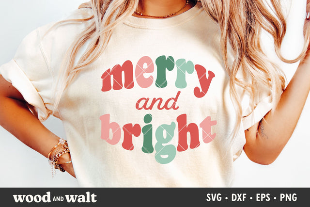 Merry and Bright SVG | Retro Christmas SVG File SVG Wood And Walt 