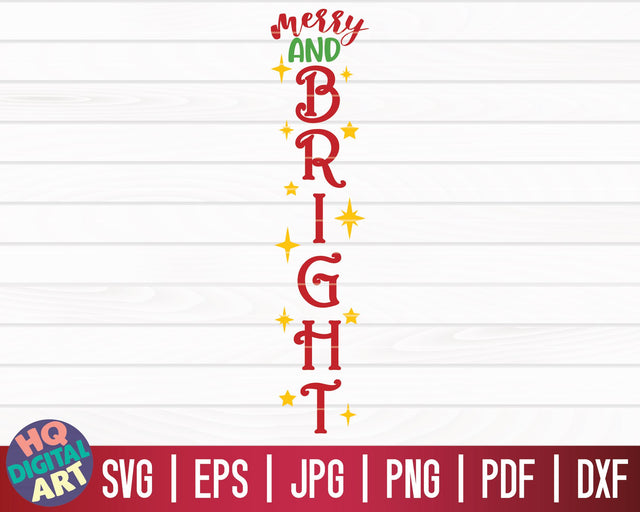 Merry and bright SVG | Winter/Christmas Vertical Porch Sign SVG SVG HQDigitalArt 