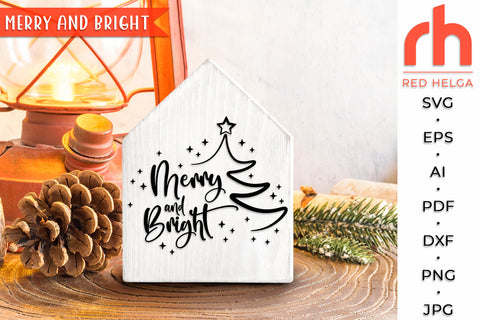 Merry and Bright SVG - Xmas Tree Cut File SVG RedHelgaArt 