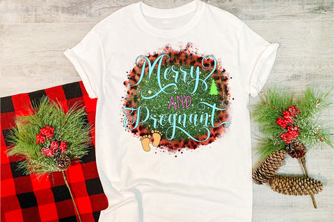 Merry and Pregnant Christmas Ornament I Holiday Ornament Sublimation Happy Printables Club 