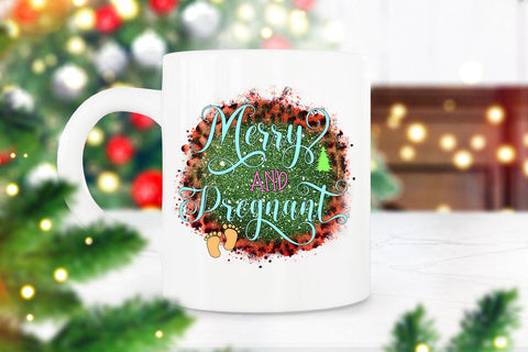 Merry and Pregnant Christmas Ornament I Holiday Ornament Sublimation Happy Printables Club 