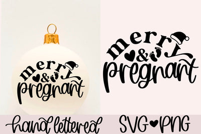 Merry and pregnant svg, christmas pregnancy announcement svg, christmas mom svg, pregnant christmas svg, christmas baby svg, new mom svg SVG AnitaAlyiaLettering 