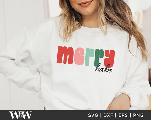Merry Babe SVG | Retro Christmas SVG SVG Wood And Walt 