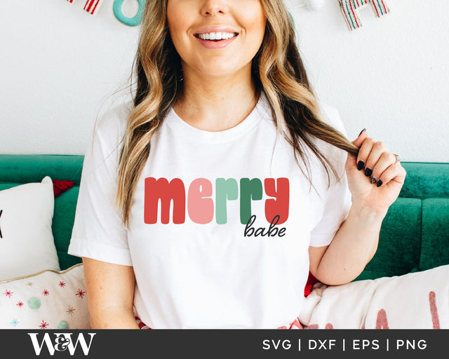 Merry Babe SVG | Retro Christmas SVG SVG Wood And Walt 