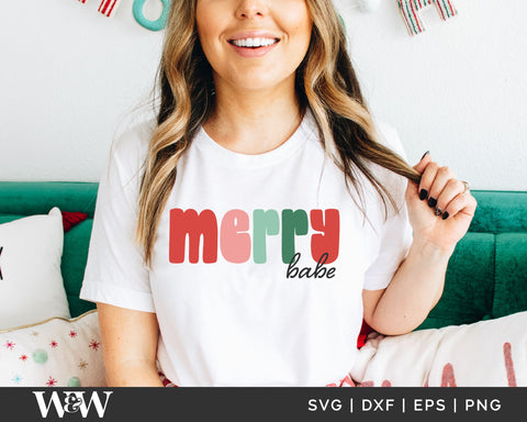 Merry Babe SVG | Retro Christmas SVG SVG Wood And Walt 
