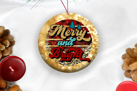 Merry Bright Christmas Ornament Sublimation I Holiday PNG Sublimation Happy Printables Club 