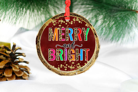 Merry Bright Christmas Ornament Sublimation I Holiday PNG Sublimation Happy Printables Club 