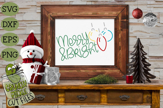 Merry & Bright Christmas Ornaments SVG Cut File SVG Crunchy Pickle 