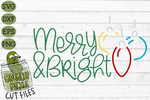 Merry & Bright Christmas Ornaments SVG Cut File SVG Crunchy Pickle 