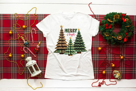 Merry & Bright, Christmas PNG Sublimation Sublimation CraftLabSVG 