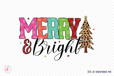 Merry & Bright - Christmas PNG Sublimation Sublimation CraftLabSVG 