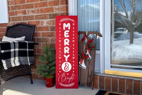 Merry & Bright, Christmas Porch Sign SVG SVG CraftLabSVG 