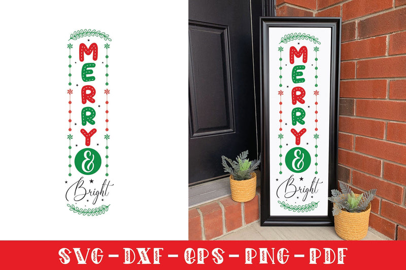 Merry & Bright, Christmas Porch Sign SVG SVG CraftLabSVG 