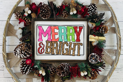 Merry & Bright - Christmas Sublimation Design Sublimation CraftLabSVG 
