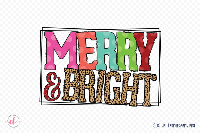 Merry & Bright - Christmas Sublimation Design Sublimation CraftLabSVG 