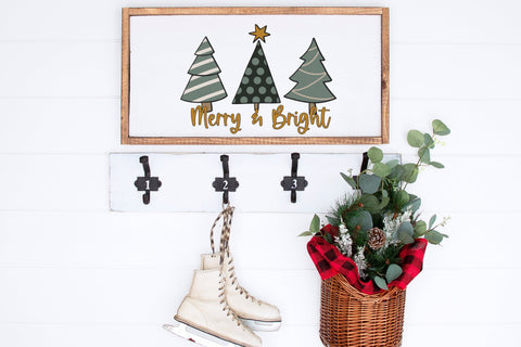 Merry & Bright, Christmas Tree SVG Design, Christmas Ornament, Winter Home Decor SVG Designing Digitals 