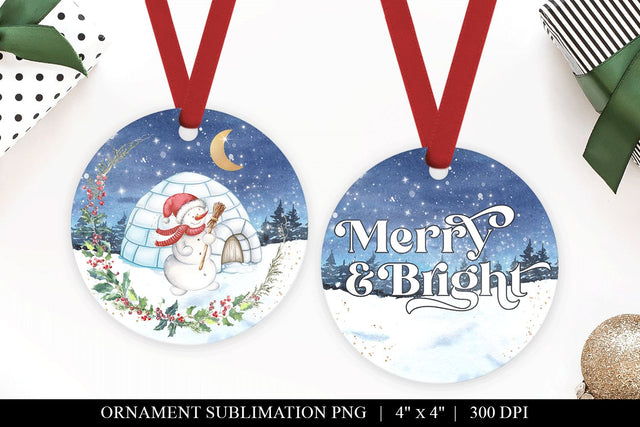 Merry & Bright Double Sided Ornament Sublimation Sublimation BijouBay 