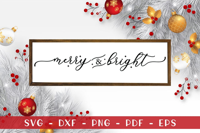 Merry & Bright | Farmhouse Christmas Sign SVG SVG CraftLabSVG 