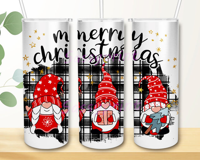 Merry Bright Gnome 20oz Skinny Tumbler Sublimation Designs Merry Christmas Straight/Tapered Tumbler PNG File Digital Download Sublimation sassyprint 