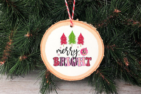 Merry & Bright, Pink Christmas PNG Sublimation Sublimation CraftLabSVG 