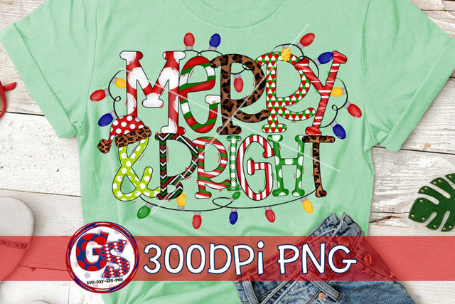 Merry & Bright PNG for Sublimation-Christmas PNG Sublimation Greedy Stitches 