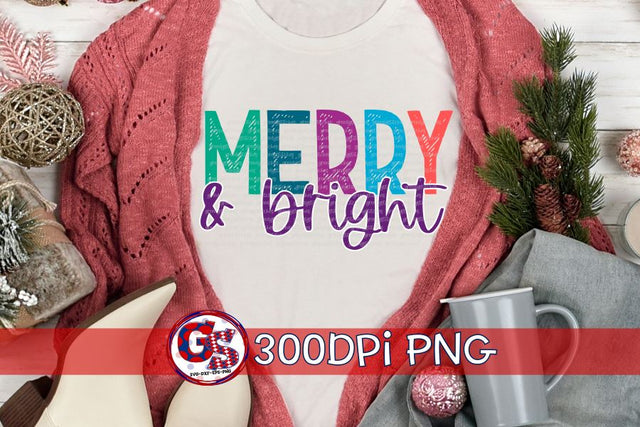 Merry & Bright PNG for Sublimation Sublimation Greedy Stitches 