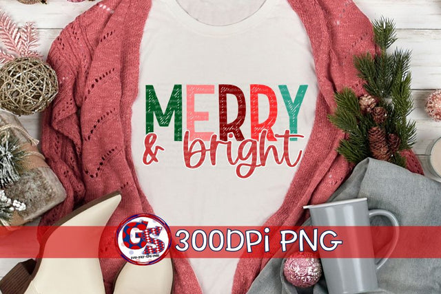 Merry & Bright PNG for Sublimation Sublimation Greedy Stitches 