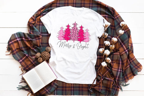Merry & Bright PNG | Pink Christmas Sublimation Sublimation CraftLabSVG 