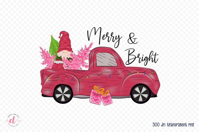 Merry & Bright PNG | Pink Christmas Sublimation Sublimation CraftLabSVG 