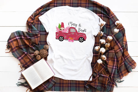 Merry & Bright PNG | Pink Christmas Sublimation Sublimation CraftLabSVG 